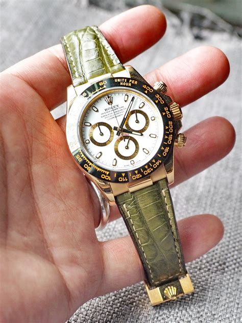 rolex daytona croc strap|rolex daytona leather strap price.